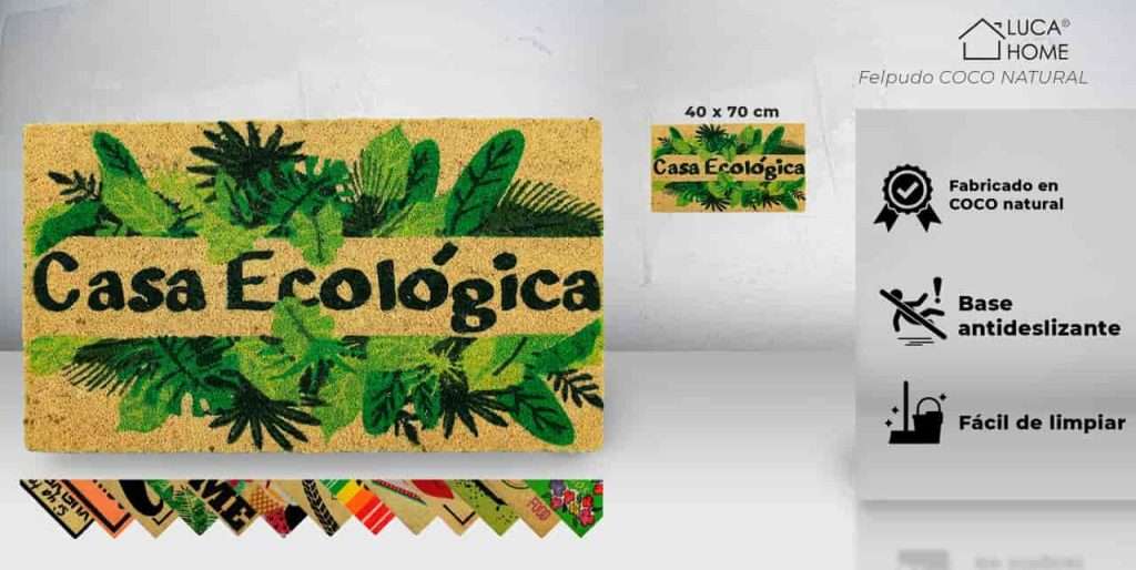 Felpudo de coco antideslizante 40x70 - Casa ecológica - Imagen 2