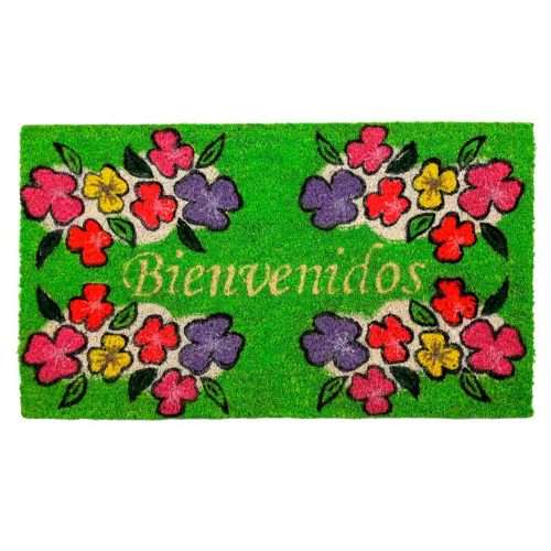 Felpudo de coco antideslizante 40x70 - Bienvenido flores