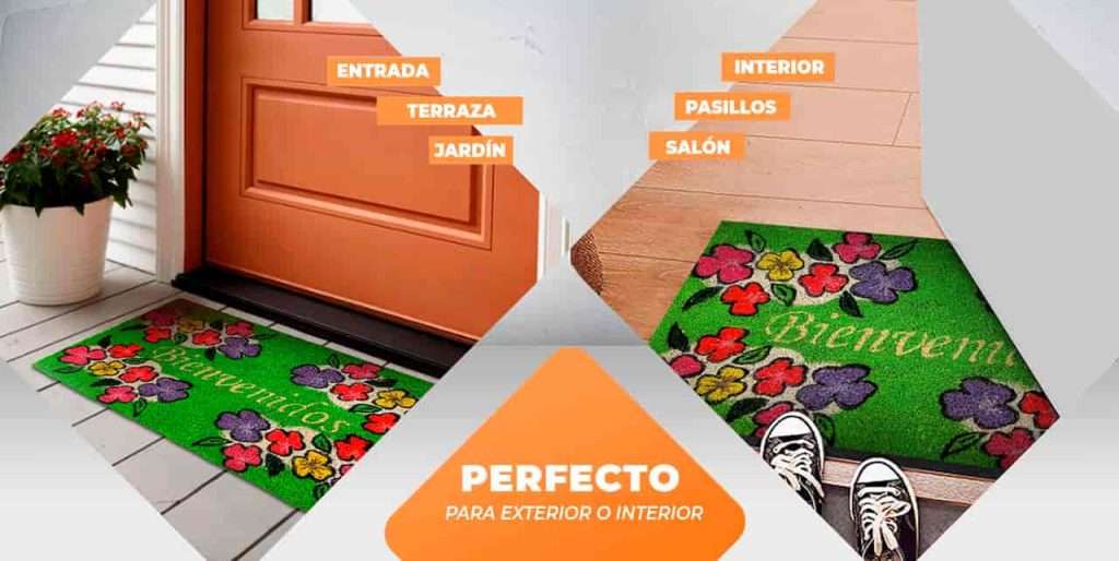 Felpudo de coco antideslizante 40x70 - Bienvenido flores - Imagen 5