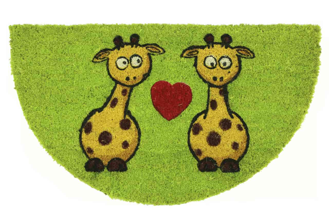 Felpudo de coco antideslizante 40x70 - Jirafas corazon
