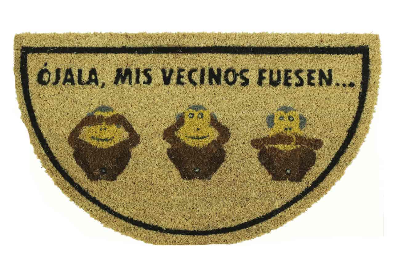 Felpudo de coco antideslizante 40x70 - Monitos ver, oir y callar