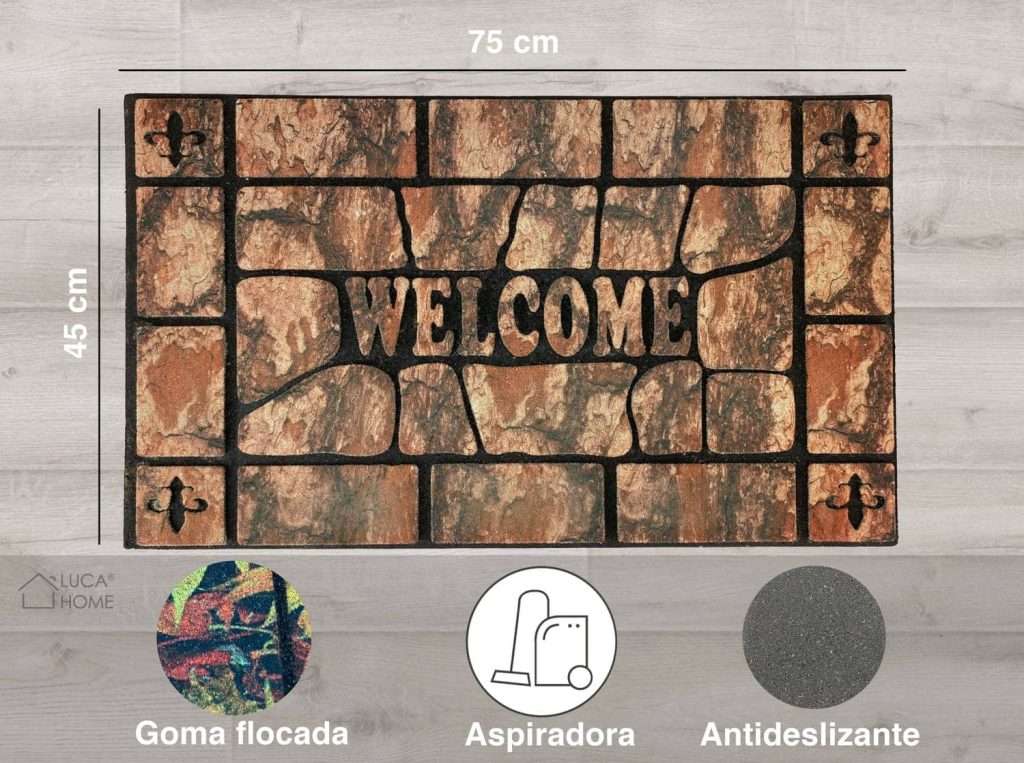 Felpudo TEXAS Goma Flocada 45x75cm base antideslizante