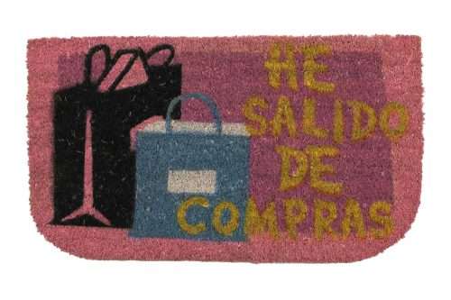 Felpudo de coco 70x40 base antideslizante, felpudo "He salido de compras"