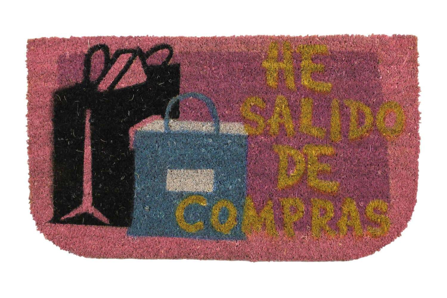 Felpudo de coco 70x40 base antideslizante, felpudo "He salido de compras"