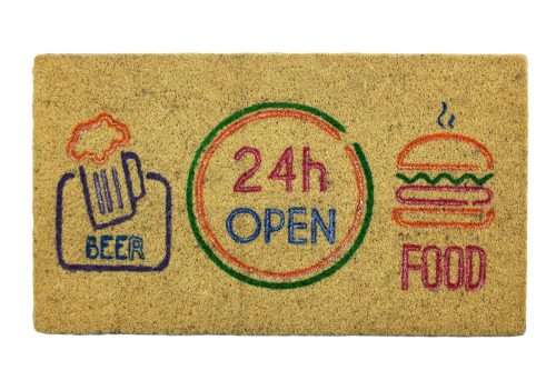 Felpudo de coco 70x40 base antideslizante, felpudo "Open 24h"