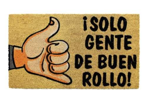 Felpudo de coco 70x40 base antideslizante, felpudo "Solo gente de buen rollo"