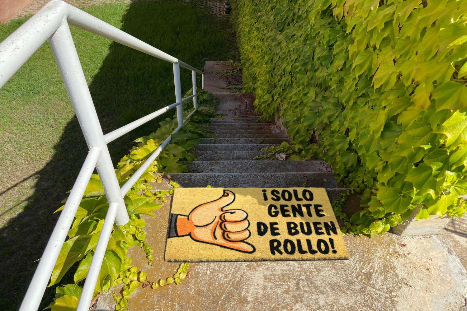 Felpudo de coco 70x40 base antideslizante, felpudo "Solo gente de buen rollo"