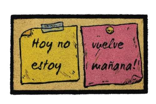 Felpudo de coco 70x40 base antideslizante, felpudo "Hoy no estoy vuelve mañana"