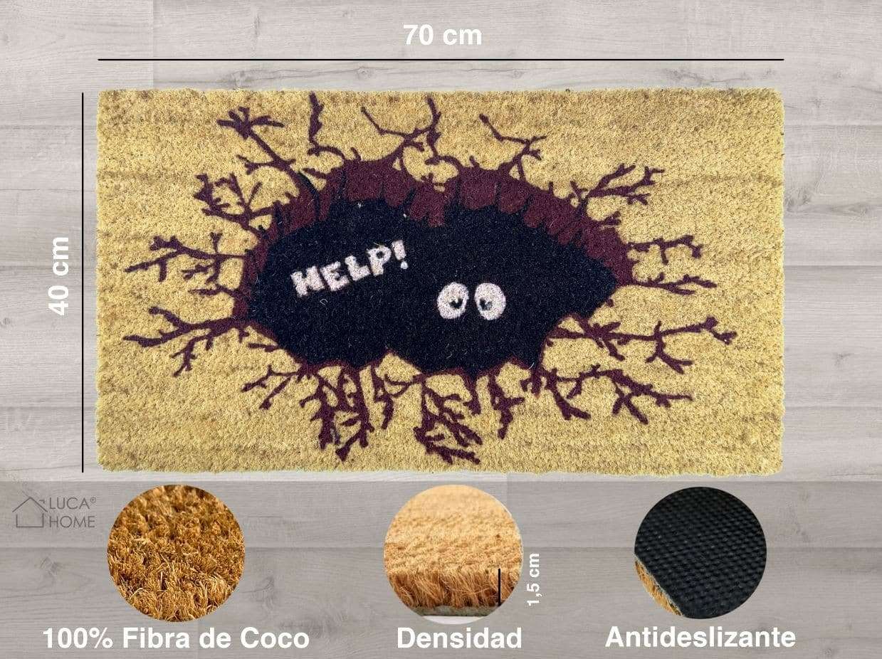 Felpudo de coco 70x40 base antideslizante, felpudo "Sombra Help"