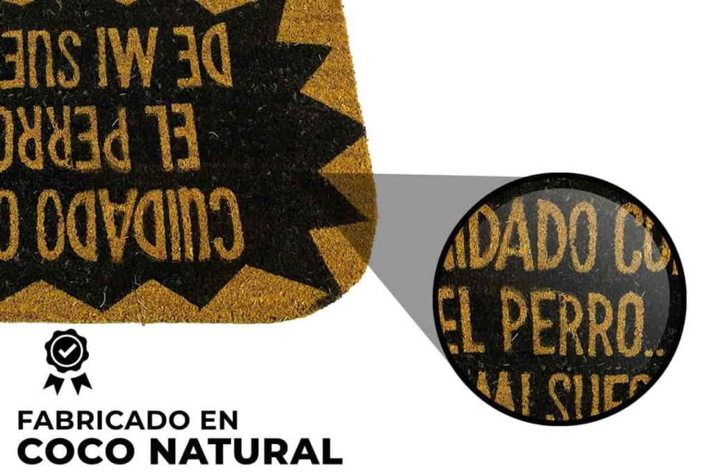 Felpudo de coco antideslizante 40x70 - Cuidado con el perro.. - Imagen 3