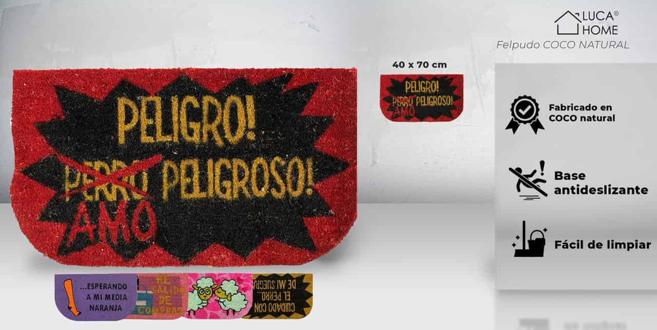 Felpudo de coco antideslizante 40x70 - Amo peligroso - Imagen 2