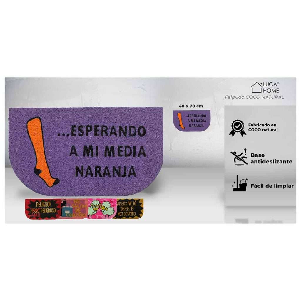 Felpudo de coco antideslizante 40x70 - Esperando media naranja - Imagen 2