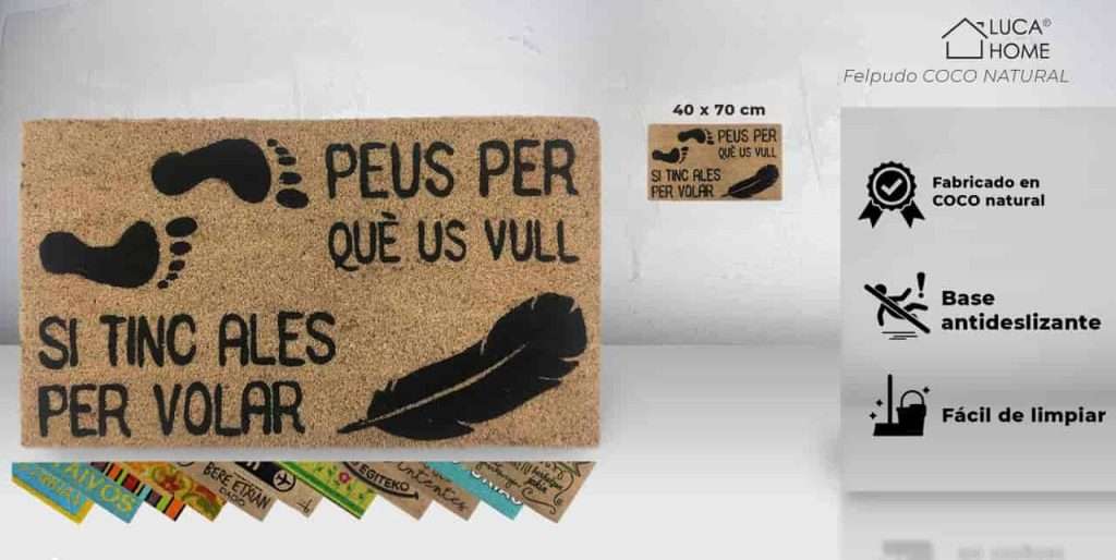Felpudo de coco antideslizante 40x70 - Tinc Ales per Volar - Imagen 2
